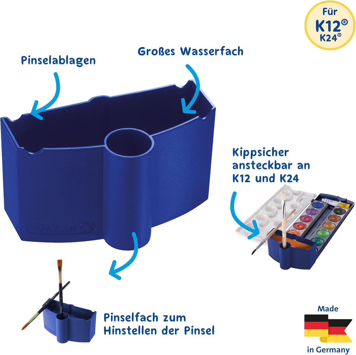 Pelikan Wasserbox für K12/K24 – kippsicher, blau