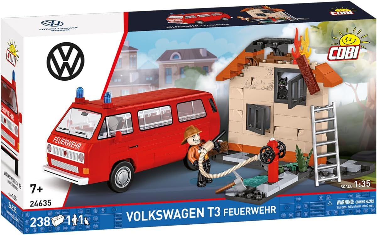 COBI VW T3 Feuerwehr Bausteinset 24635 – 238 Teile, Maßstab 1:35