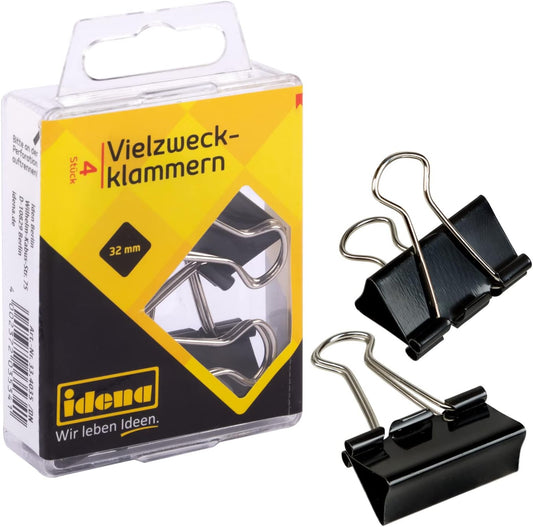 Idena Vielzweckklammern schwarz 32mm 4 Stk. Hängebox