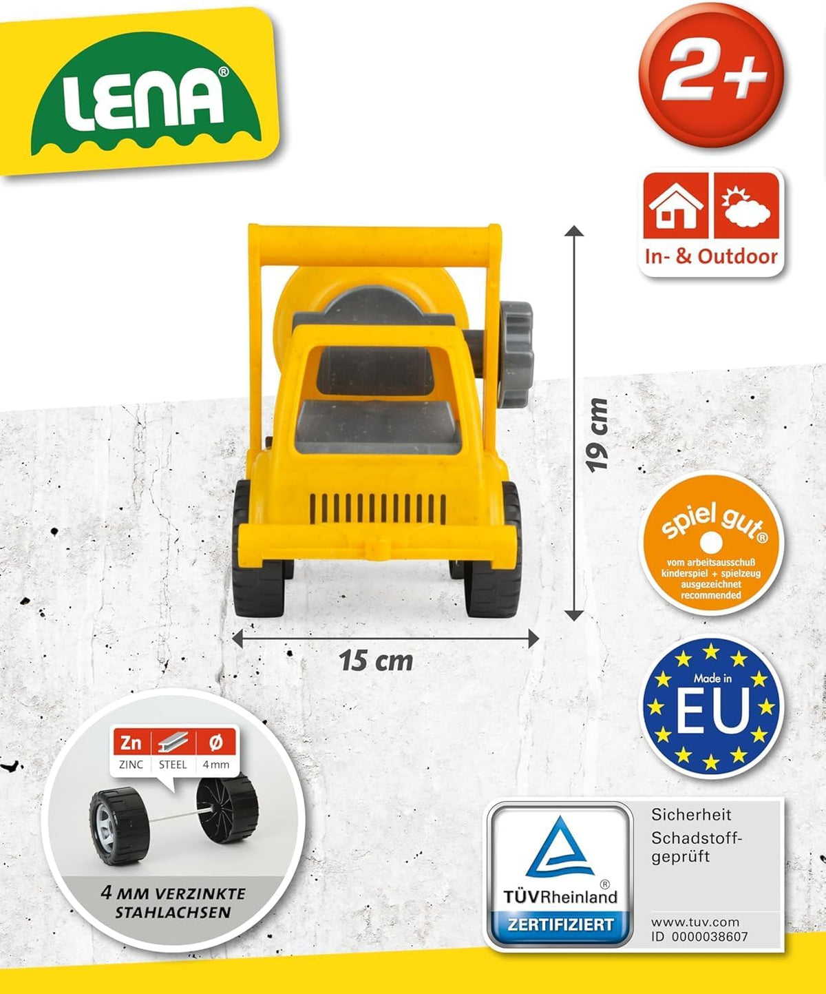 LENA EcoActives Betonmischer 28cm - Baufahrzeug ab 2 Jahre