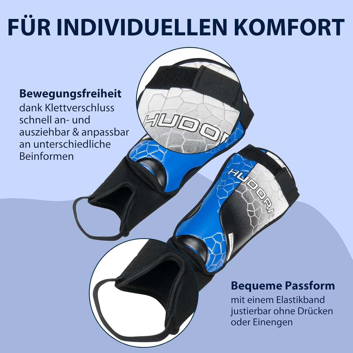 HUDORA Schienbeinschützer Knöchelschutz blau/schwarz Gr. M