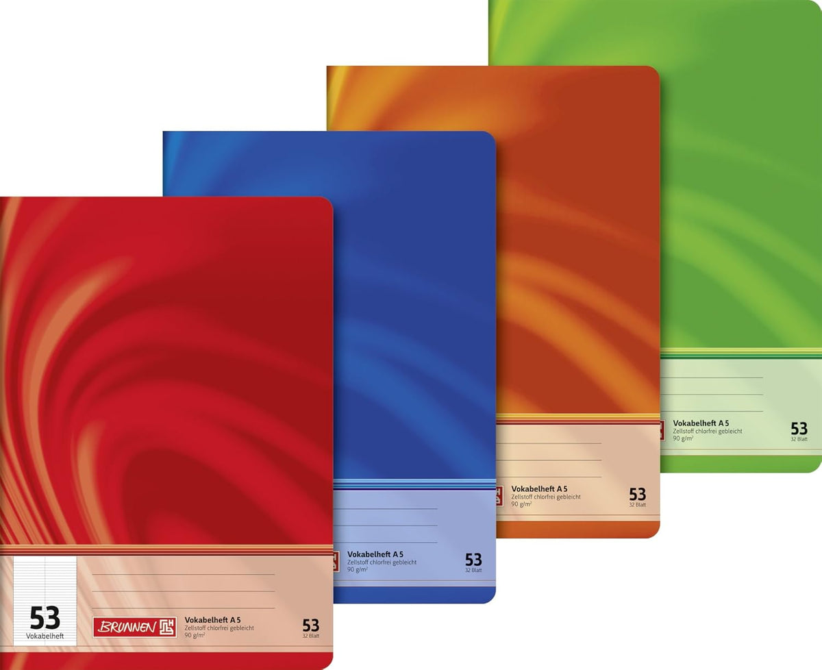 BRUNNEN Vokabelheft A5, 32 Blatt, Lin 53, Farbe zufällig