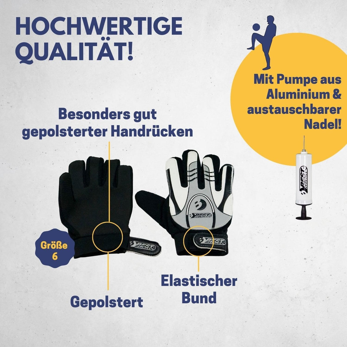 BEST SPORTING Fußball Set Gr. 5 - Ball, Handschuhe & Pumpe