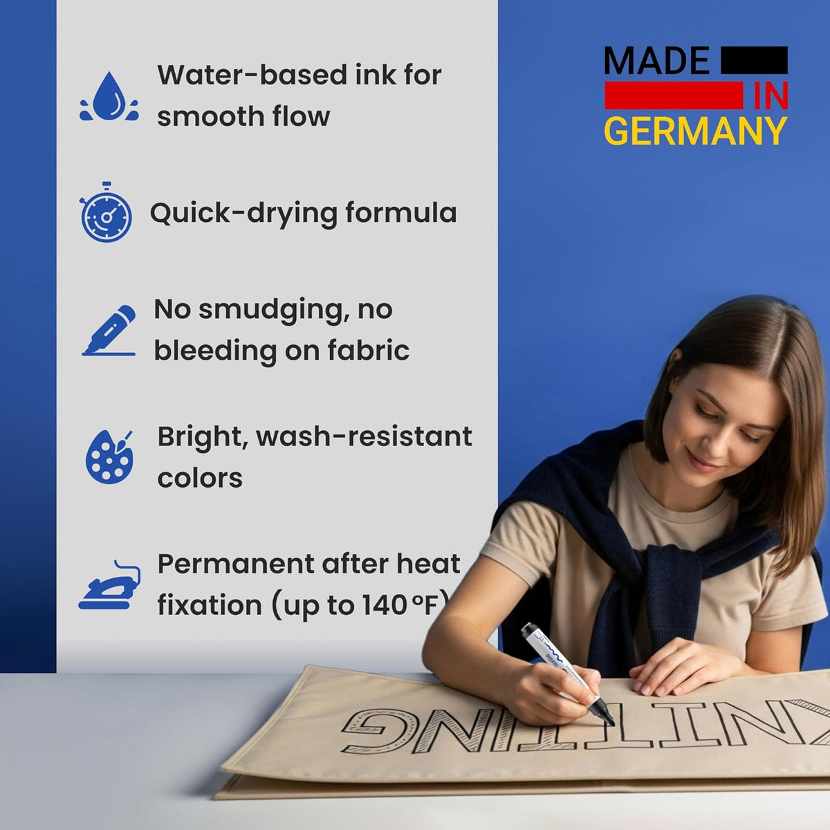 edding 4500 Textilmarker Kühltöne – 5er-Set, waschfest 60°C