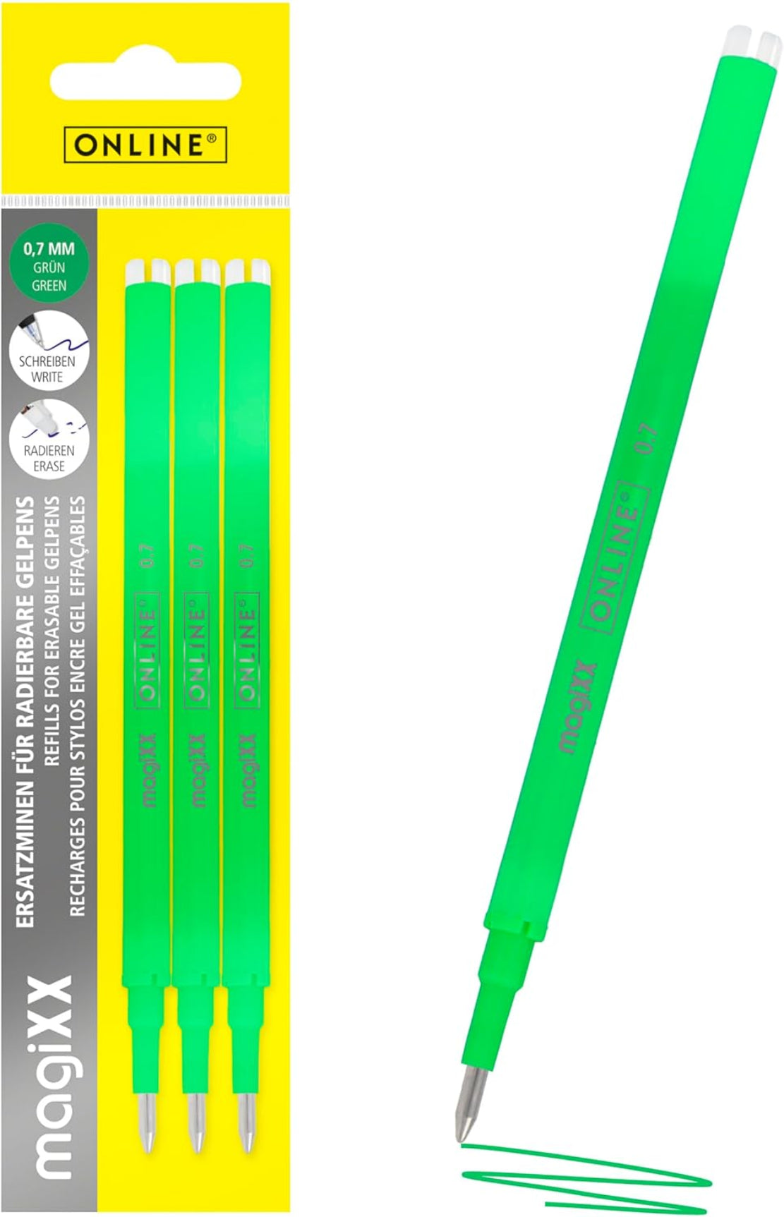 Gelmine 0,7mm radierbar grün 3er Set ONLINE PEN