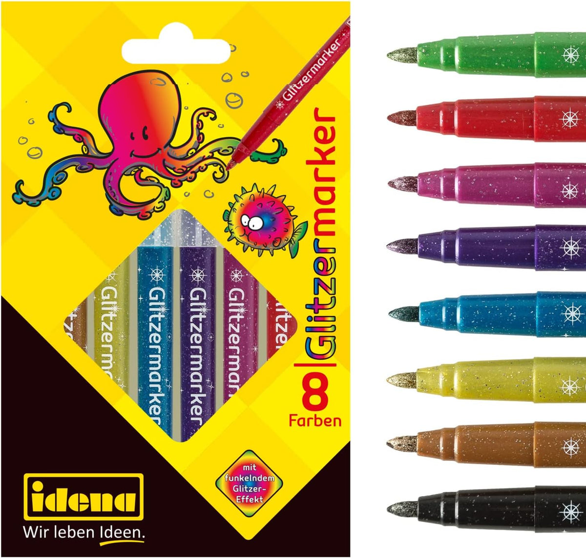 Idena Glitzermarker 8er-Set sortierte Farben im Etui