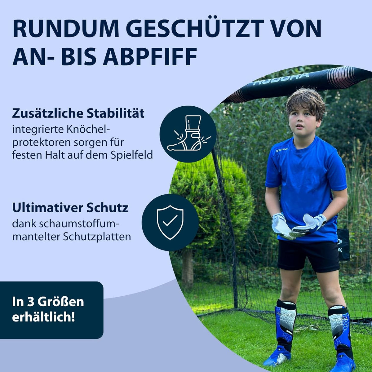 HUDORA Schienbeinschützer Knöchelschutz blau/schwarz Gr. M