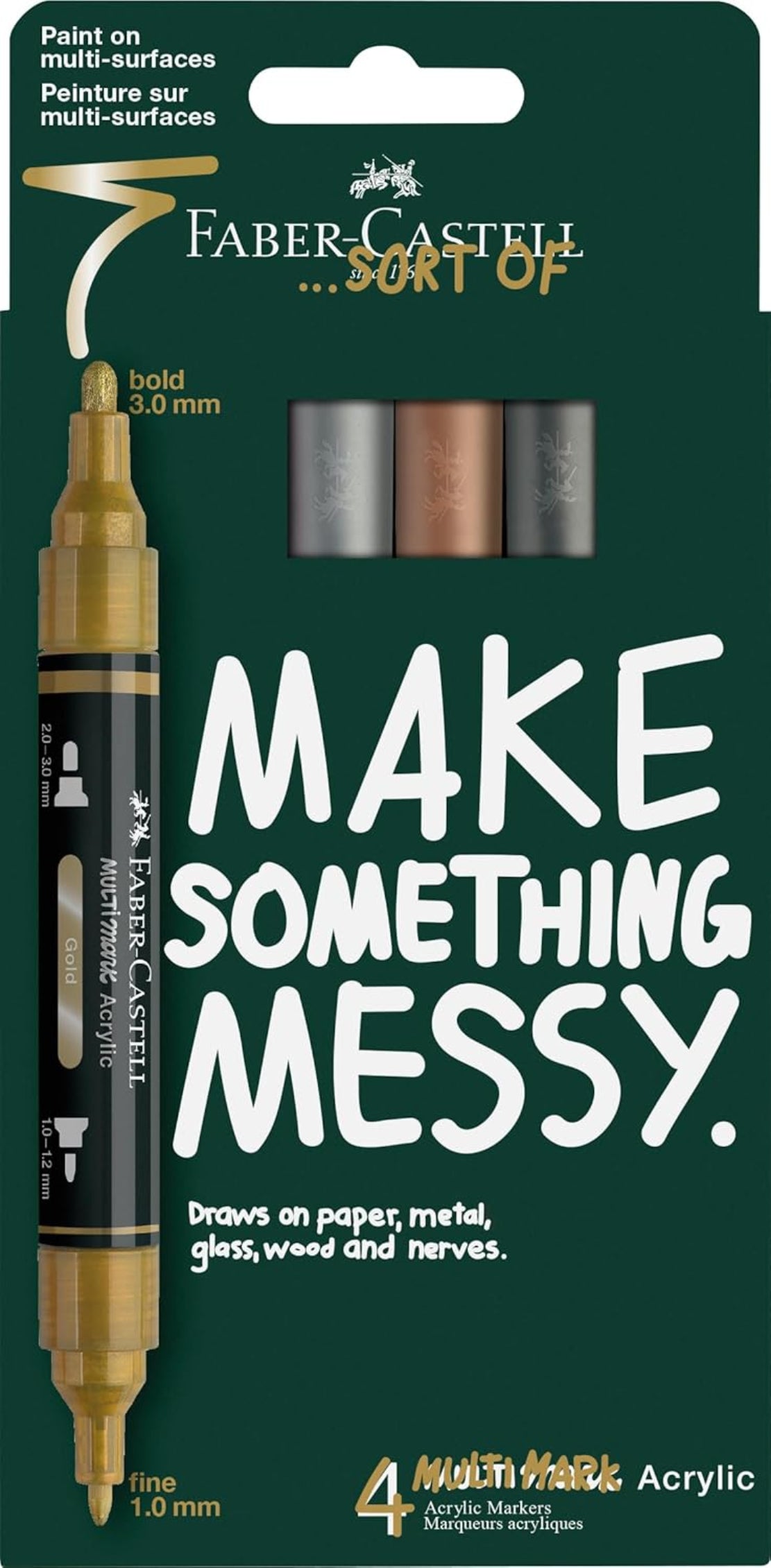 Faber-Castell 186004 Multimark Acrylic Marker 4er Metallic