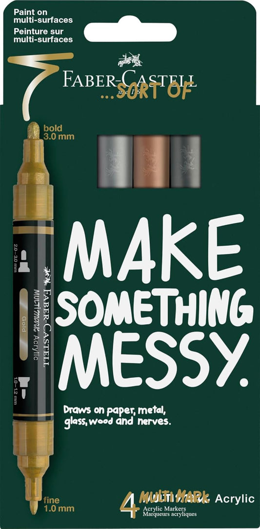 Faber-Castell 186004 Multimark Acrylic Marker 4er Metallic