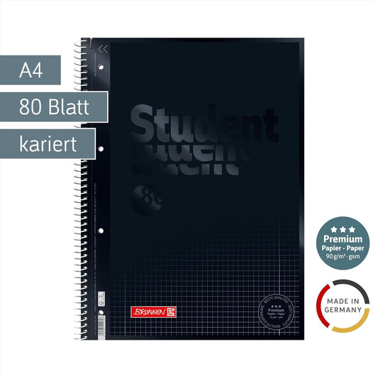 BRUNNEN College-Block A4 Lin.28 kariert 80 Blatt Onyx