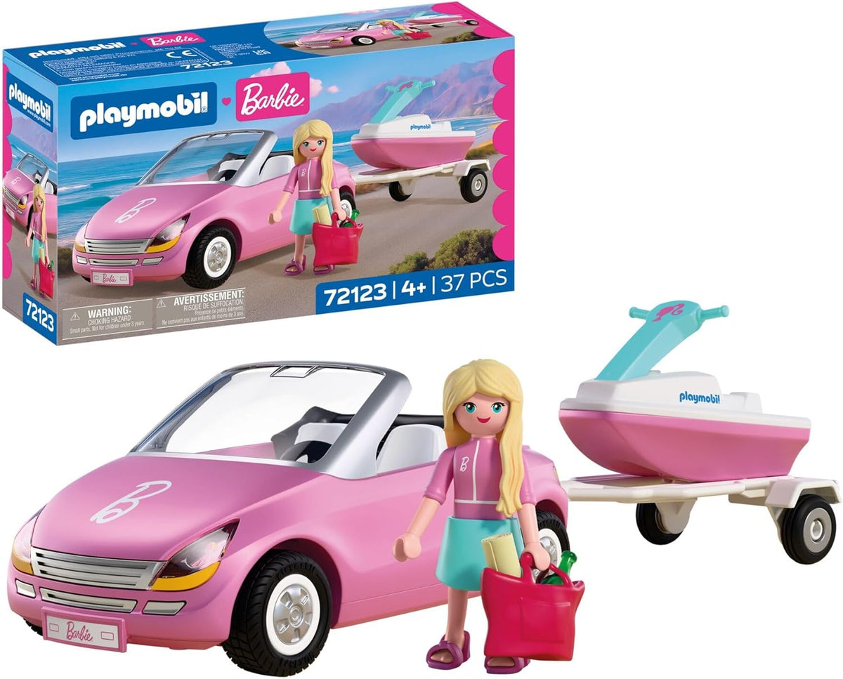 PLAYMOBIL x Barbie™ Cabrio mit Jet-Ski und Anhänger
