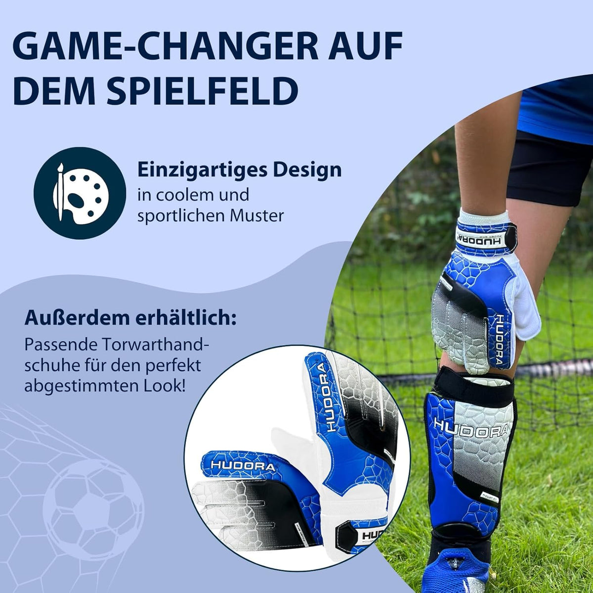 HUDORA Schienbeinschützer Knöchelschutz blau/schwarz Gr. M