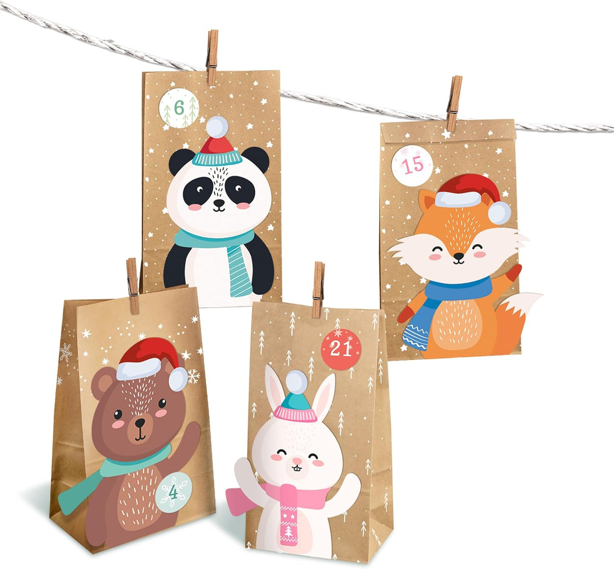 Adventskalender Winter Friends - 24 Tüten zum Befüllen FSC®