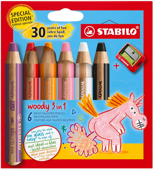 STABILO Woody 3in1 Einhorn Edition 6er Pack mit Spitzer