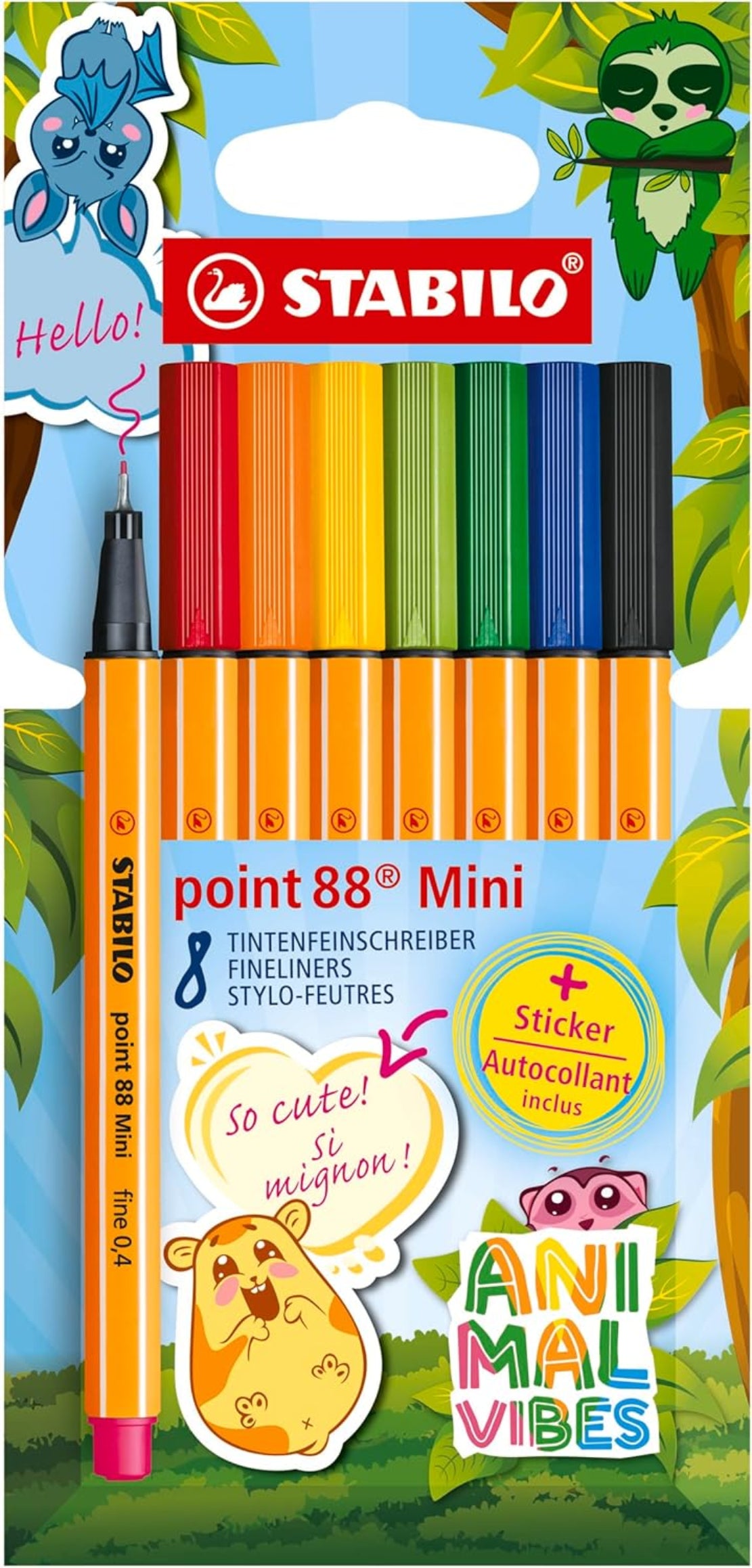 STABILO point 88 Mini Animal Vibes Fineliner 8er Set