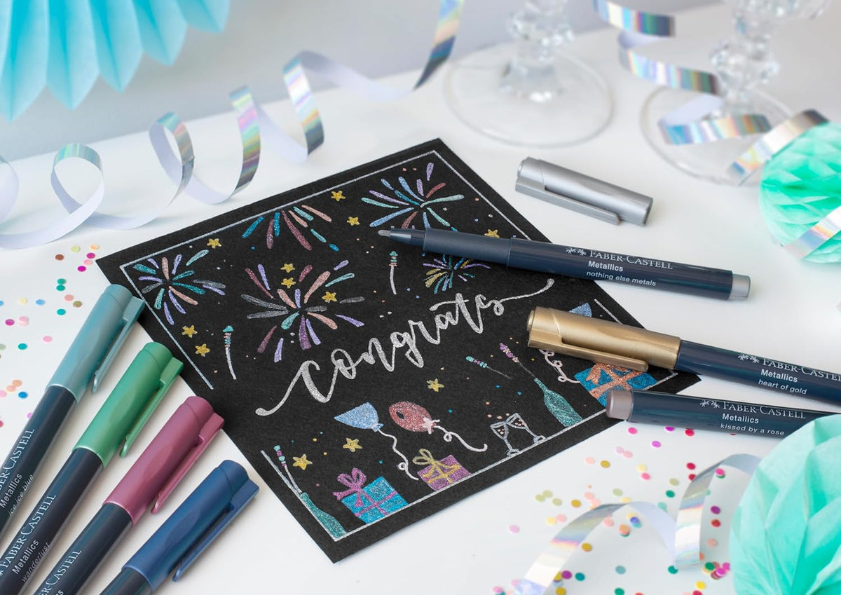 FABER-CASTELL Metallics Marker 12er Set - 1,5mm Faserspitze