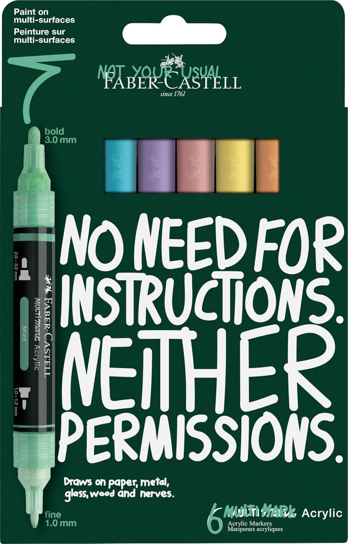 Faber-Castell 186005 Multimark Acrylic Marker 6er Pastel