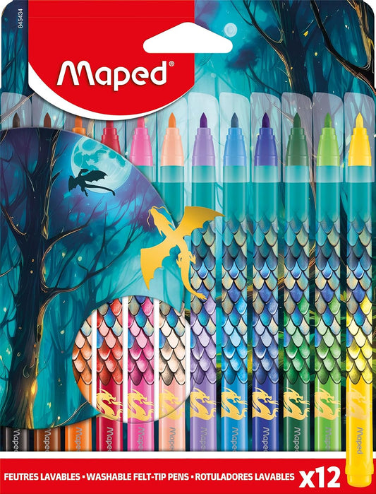 MAPED Filzstifte Dragon 12 Stück 2,8 mm auswaschbar