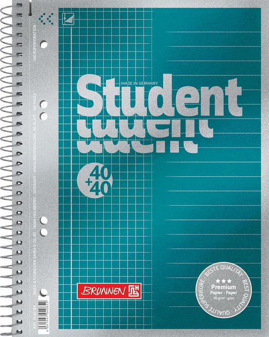 Premium Collegeblock A5 Duo - Kariert & Liniert mit Metalleffekt