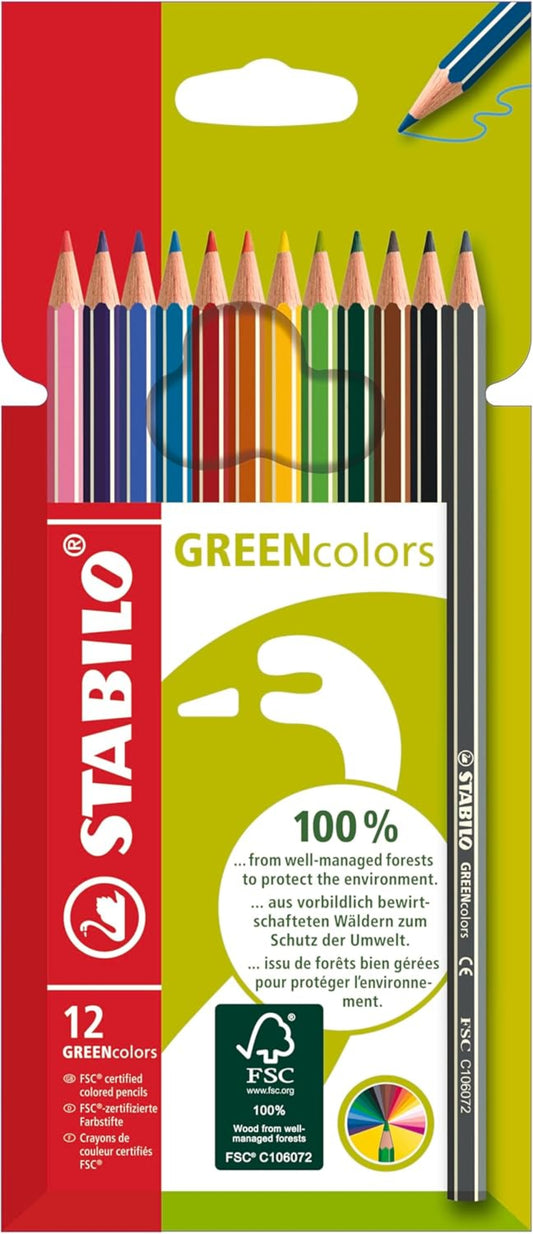 STABILO GREENcolors Buntstifte 12er Etui – FSC-Holz