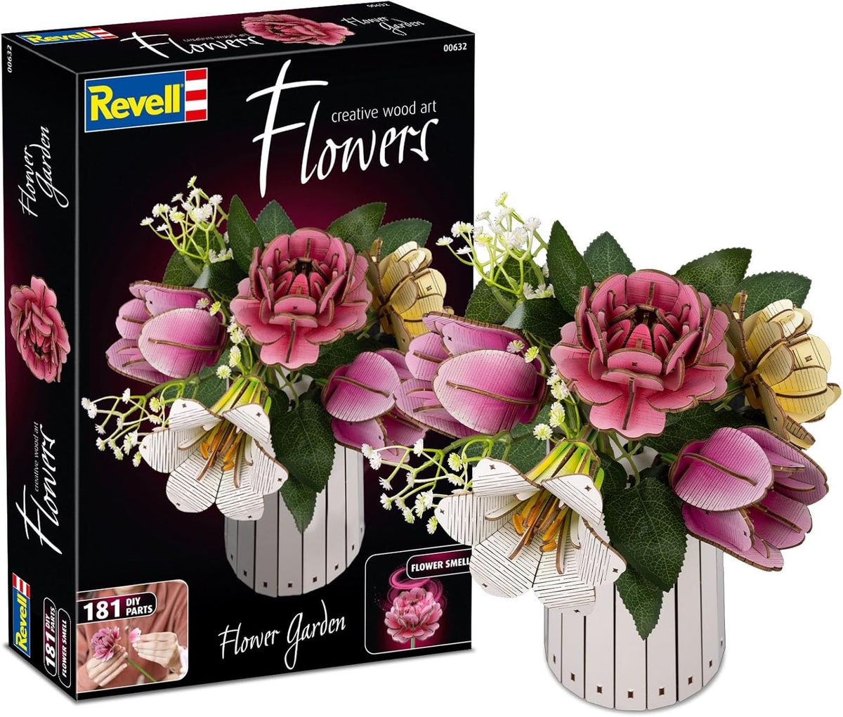 Revell Flower Garden Holzblumen rosa mit Vase & Duftring