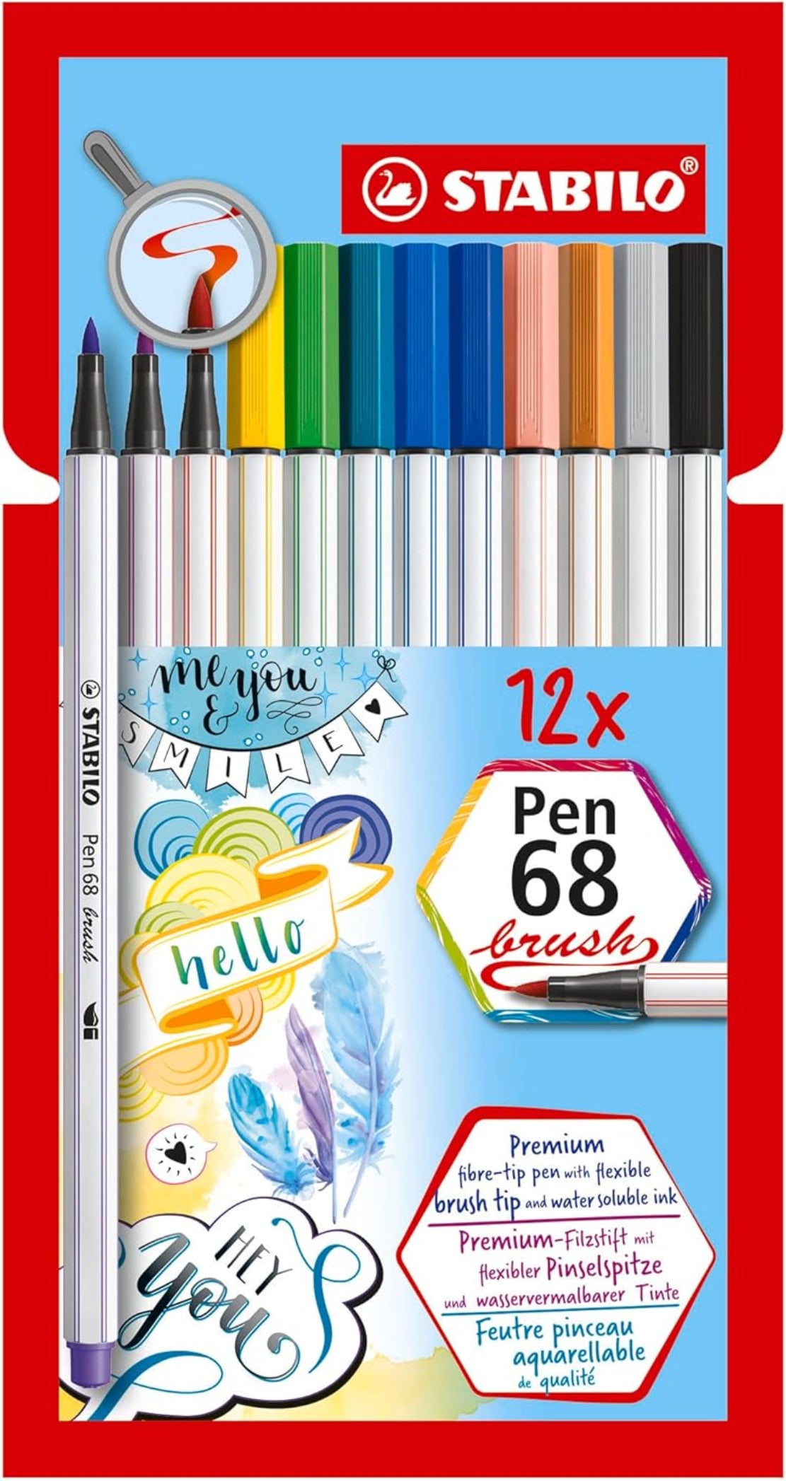 STABILO Pen 68 brush – 12er Kartonetui Pinselspitze