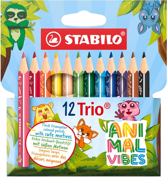 STABILO Trio dick kurz Buntstifte 12er Animal Edition