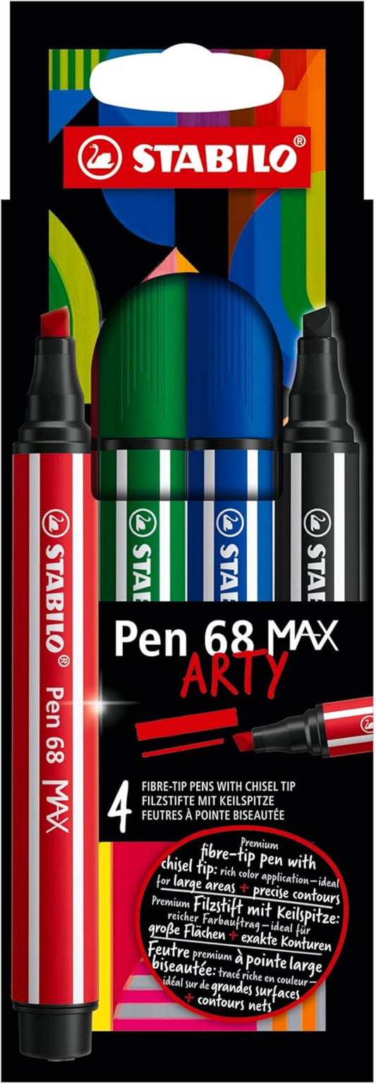 STABILO Pen 68 MAX ARTY Filzstifte – 4er Kartonetui