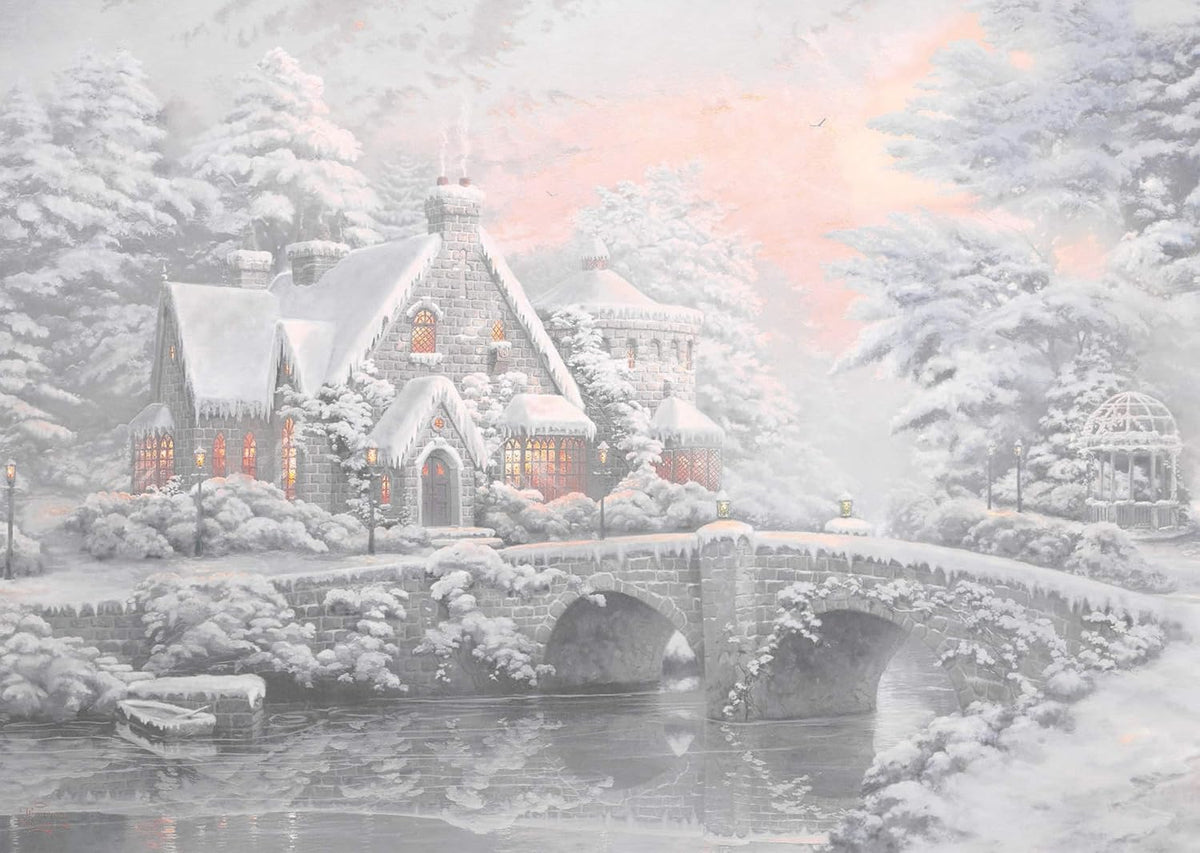 Schmidt Spiele Puzzle Thomas Kinkade Winter in Lamplight Manor 2x1000