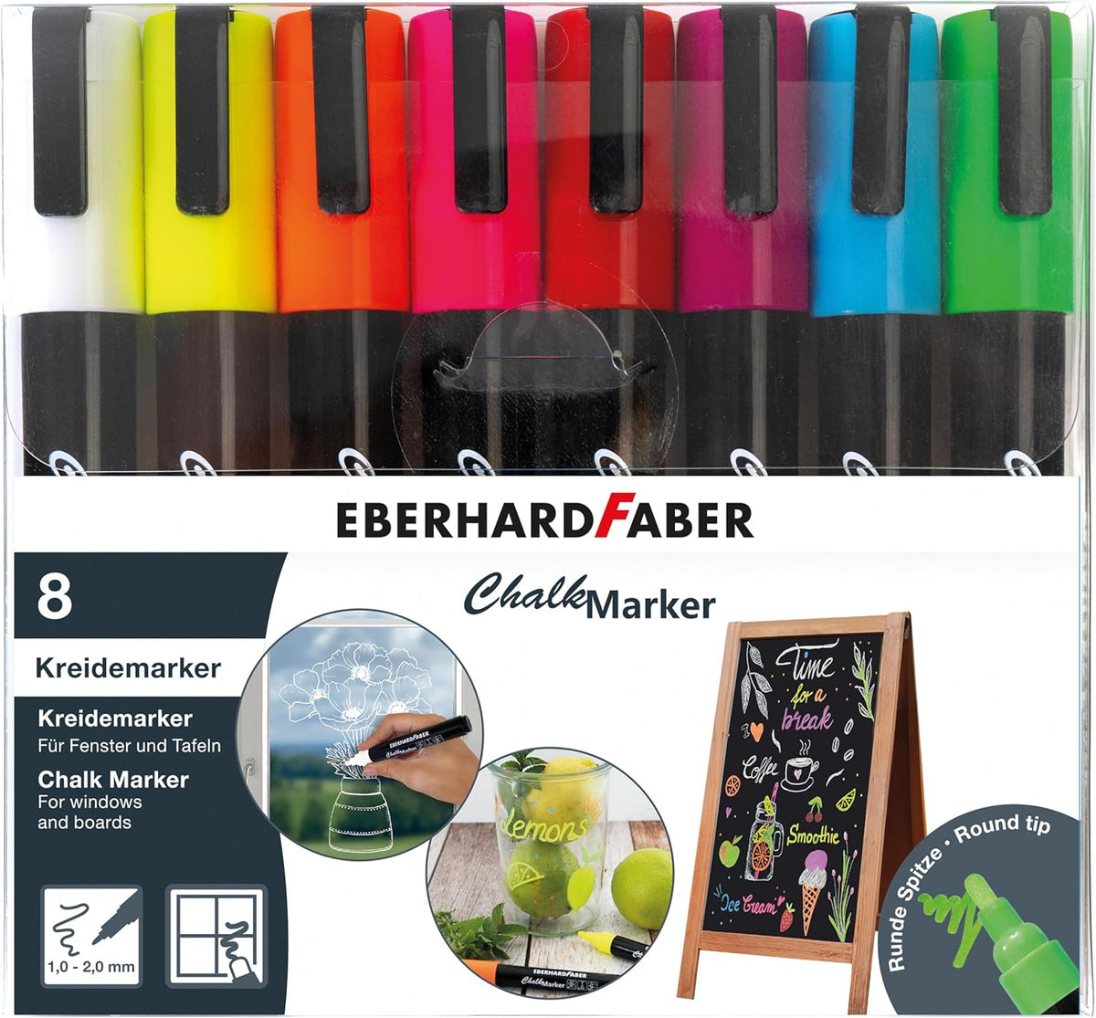 EBERHARD FABER Chalk Marker 8er Set Rundspitze 1-2mm