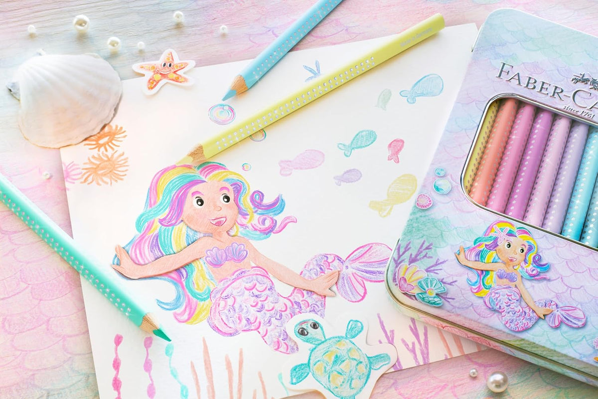 Faber-Castell Jumbo Sparkle Buntstifte, 10er Metalletui