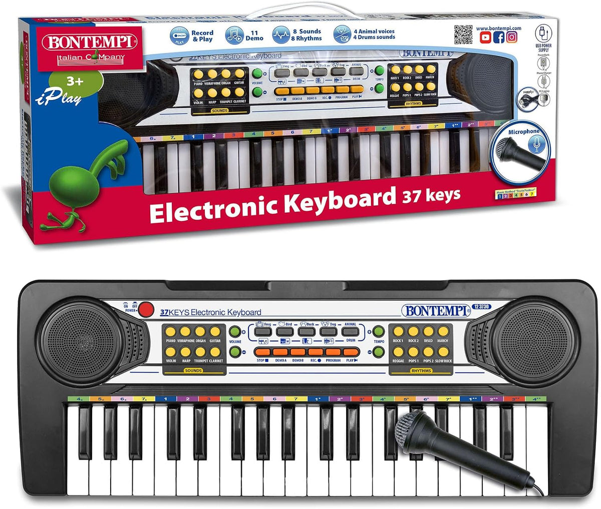BONTEMPI Elektronik-Keyboard 37 Tasten schwarz mit Mikrofon