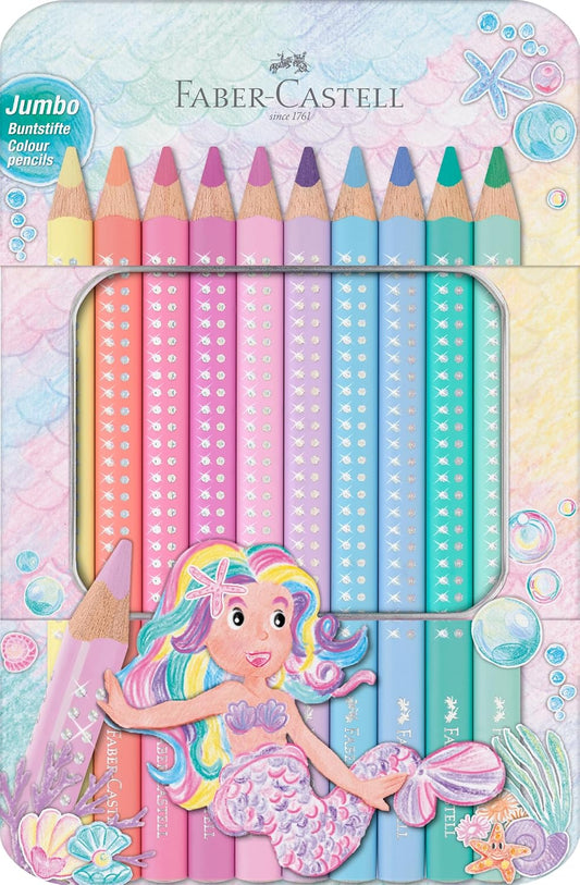 Faber-Castell Jumbo Sparkle Buntstifte, 10er Metalletui