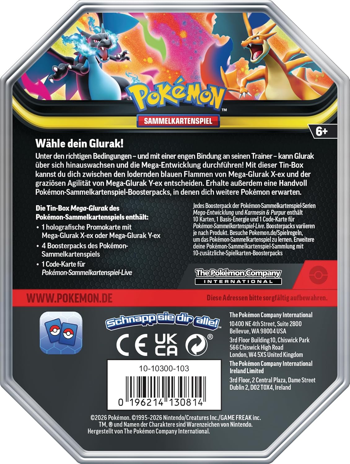 Pokémon Tin-Box Mega-Glurak Y (4 Booster + Promokarte)