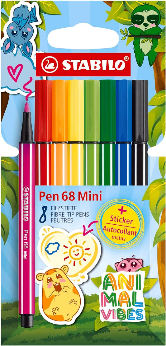 STABILO Pen 68 Mini Animal Vibes Filzstifte 8er Set