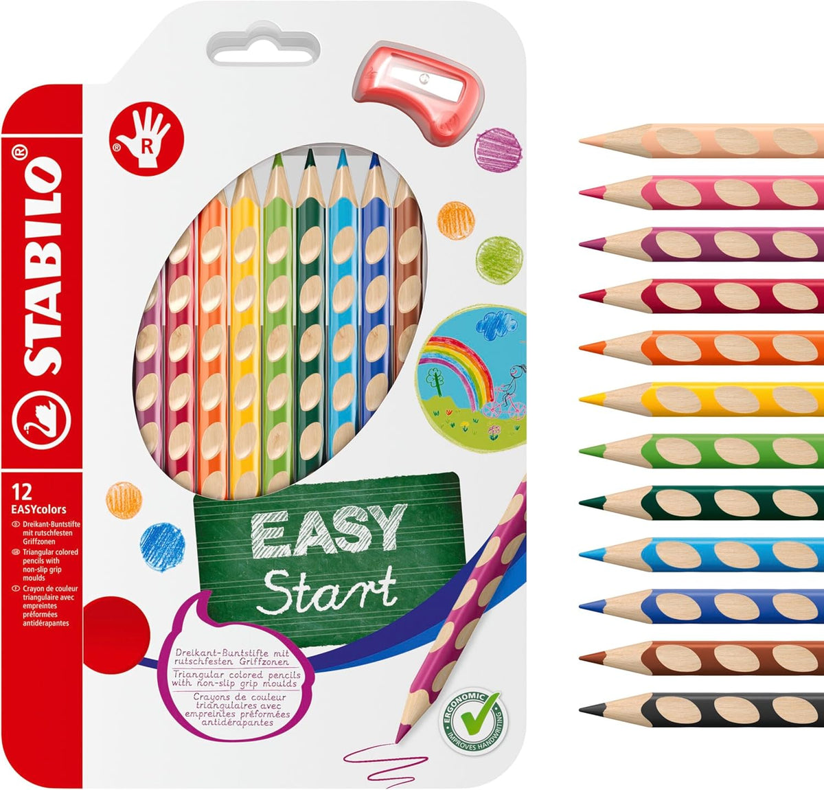 STABILO EASYcolors Buntstifte 12er Rechts mit Spitzer