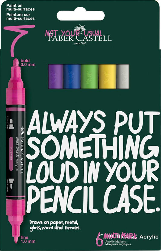 Faber-Castell 186009 Multimark Acrylic Marker 6er Vibrant