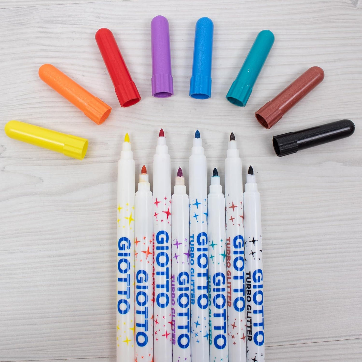GIOTTO Turbo Glitter Fasermaler – 8er Kartonetui bunt