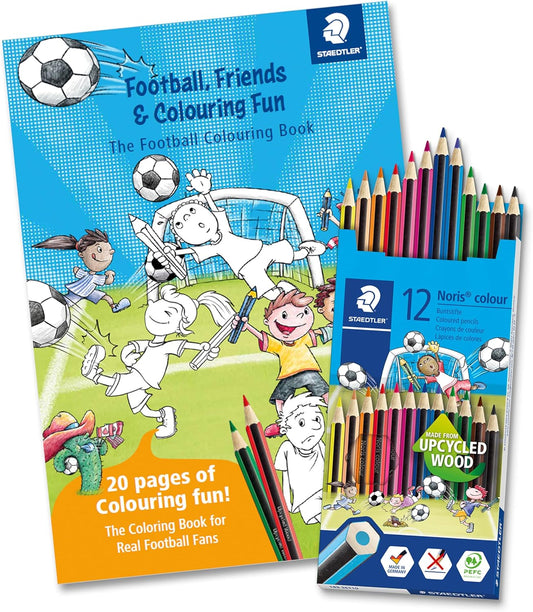 STAEDTLER Noris colour 185 Buntstift-Set 12 Farben + Fußball-Malbuch