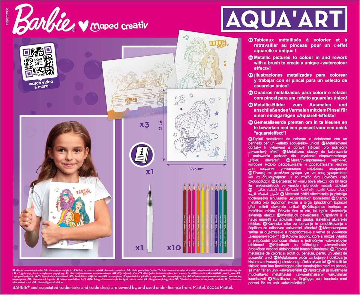 Barbie Aqua'Art Ausmal-Set von Maped - 3 Poster ab 7 Jahren