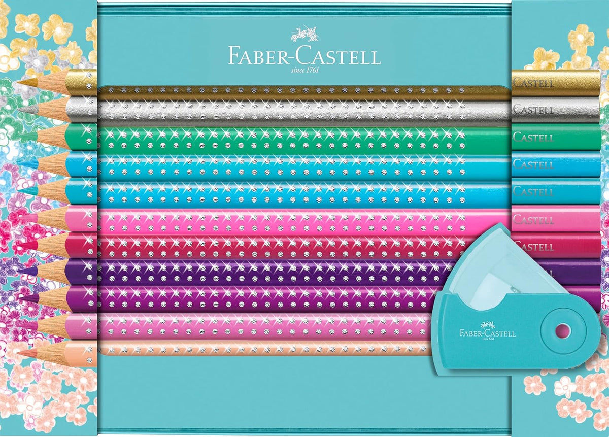 Faber-Castell Sparkle Buntstifte Geschenkset, 20 Farben, Metalletui