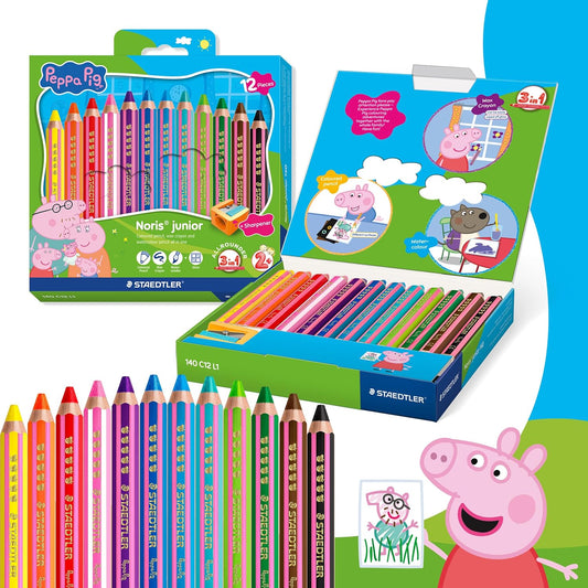 STAEDTLER Noris junior Buntstift Peppa Wutz 3-in-1 – 12 Farben