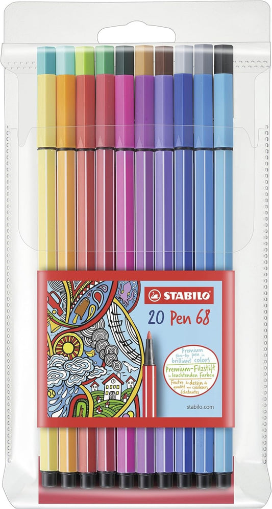 STABILO Pen 68 – 20er Kartonetui Filzstifte 1 mm