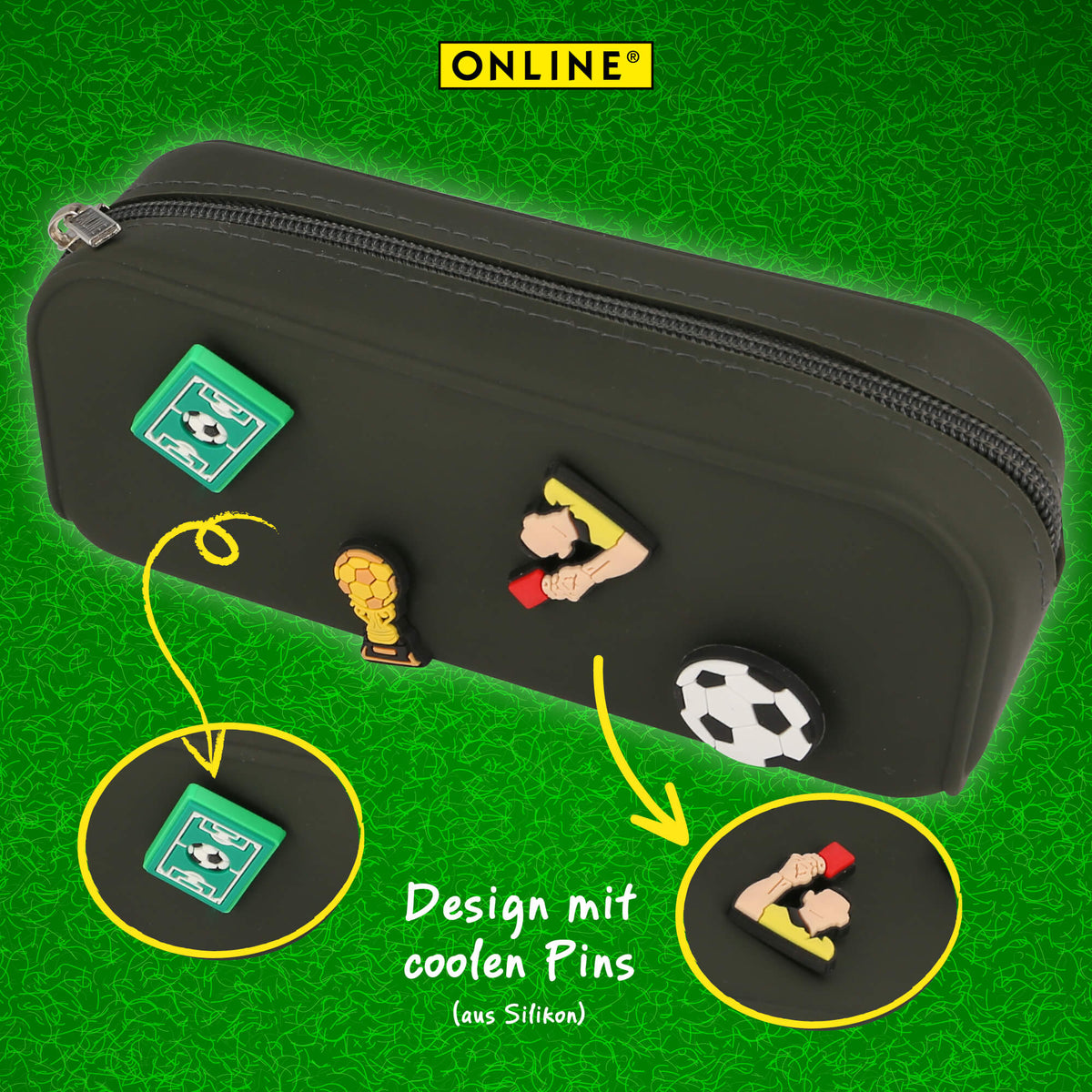 ONLINE PEN Schlampermäppchen Soccer mit Pins | Etui