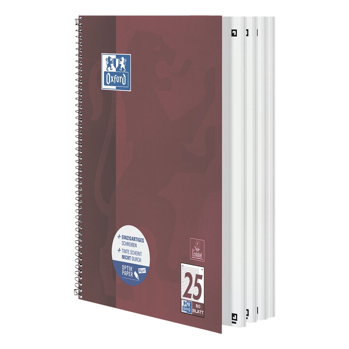 OXFORD Collegeblock A4+ 80 Blatt liniert Lin25 Pflaume
