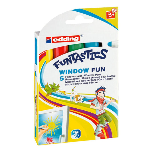 edding FUNTASTICS WINDOW FUN Kreidemarker 5er-Set Neonfarben