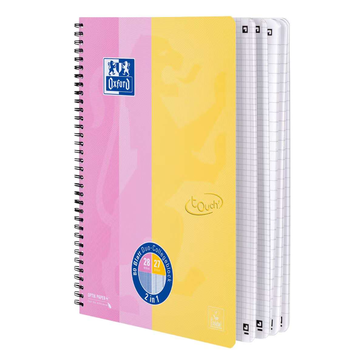 Oxford Duo-Collegeblock Touch A4+ 80 Bl. – 1 aus 4 Designs, sortiert