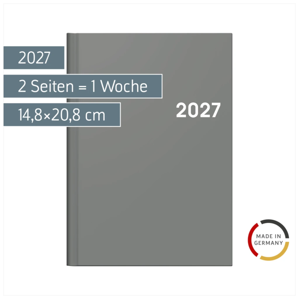 BRUNNEN Buchkalender Colour Line A5 Grau 2027
