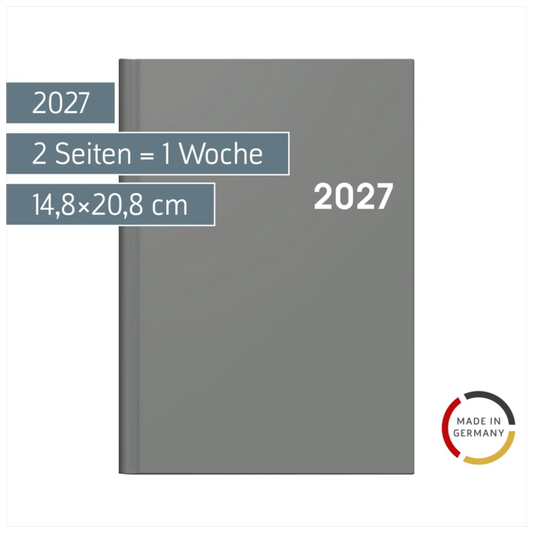 BRUNNEN Buchkalender Colour Line A5 Grau 2027
