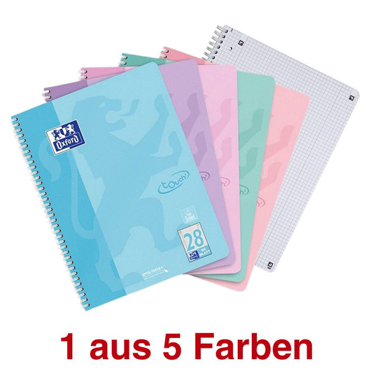 Oxford TOUCH Collegeblock A4 80 Bl. kariert Pastell – Farbe zufällig - lineatur 28